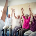 Seniors doing exercises